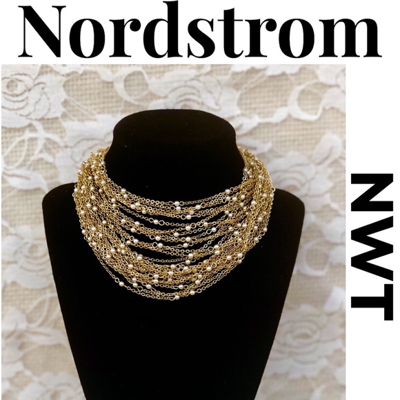 Nordstrom Jewelry - NORDSTROM Multilayer Gold Pearl Statement Necklace